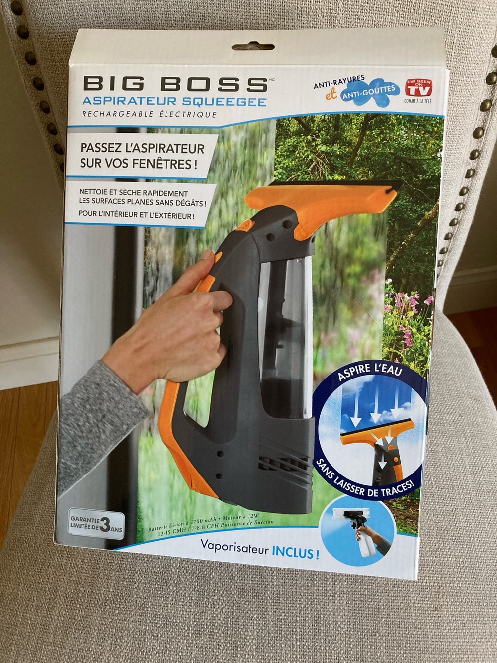 Rechargeable Window Squeegee in Orange and Black
